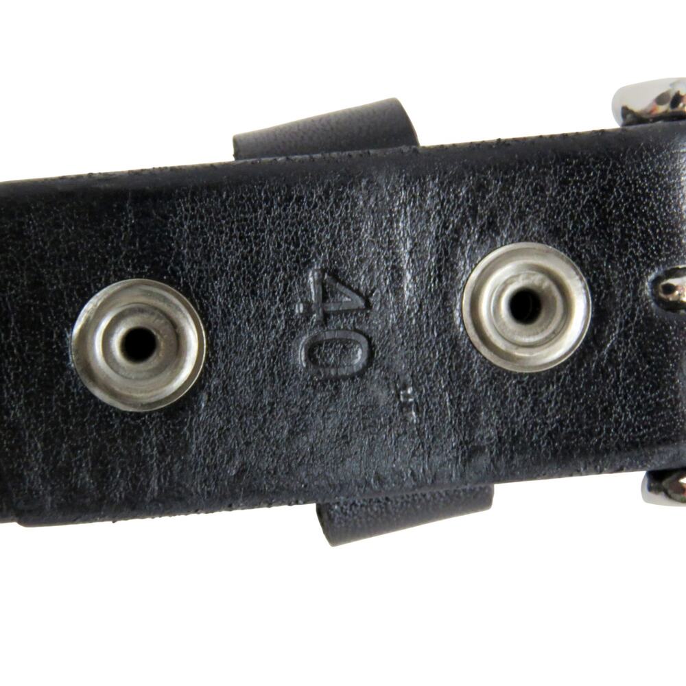 Belts.com Black Leather Belt Silver Rectangle Brass Buckle Size 40 Men's Clasic - Picture 4 of 8